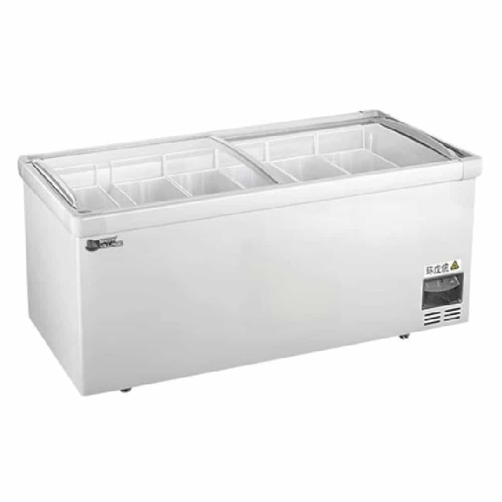 TỦ ĐÔNG TRƯNG BÀY KEM CỬA LÙA SNOW VILLAGE 668 LÍT SD/SC-1800RS ĐỒNG (R290A)
