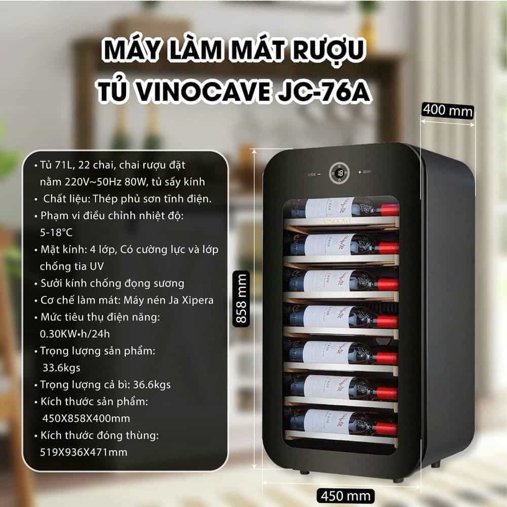 TỦ ƯỚP VANG VINOCAVE TU1-010-M01 22 CHAI MÁY NÉN
