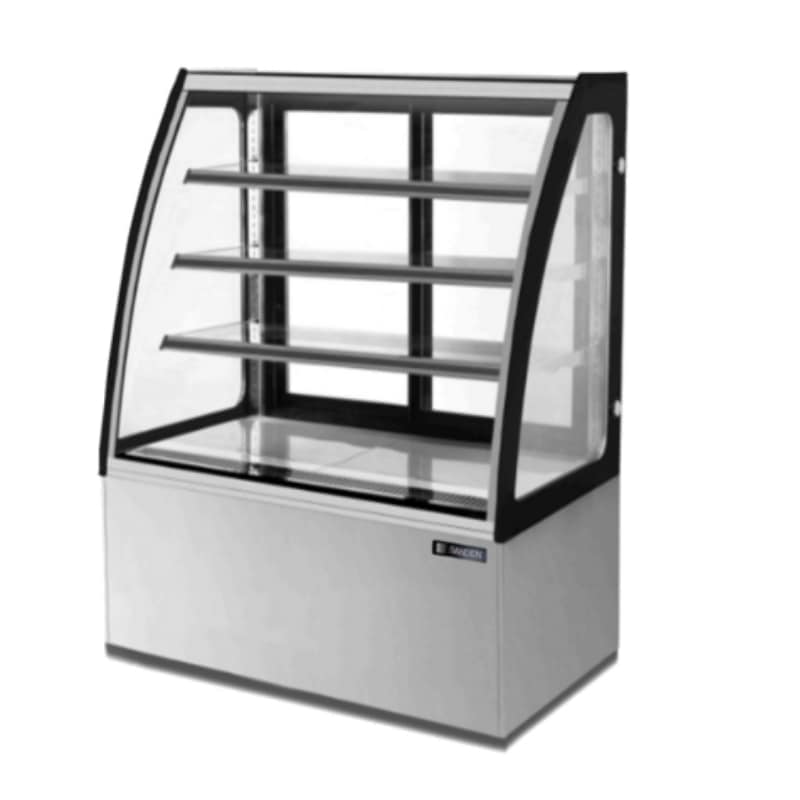 TỦ MÁT TRƯNG BÀY BÁNH KEM KÍNH CONG 4 TẦNG SANDEN INTERCOOL 325 LÍT SKC-0703G (R290)