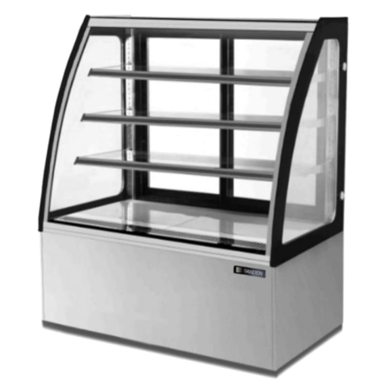 TỦ MÁT TRƯNG BÀY BÁNH KEM KÍNH CONG 4 TẦNG SANDEN INTERCOOL 355 LÍT SKC-0903G (R290)