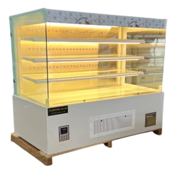 TỦ MÁT TRƯNG BÀY BÁNH KEM VUÔNG KHÔNG CỬA 1.2M CLASSIC WORK TBKC-1200F-VKC (ĐỒNG) (R290)