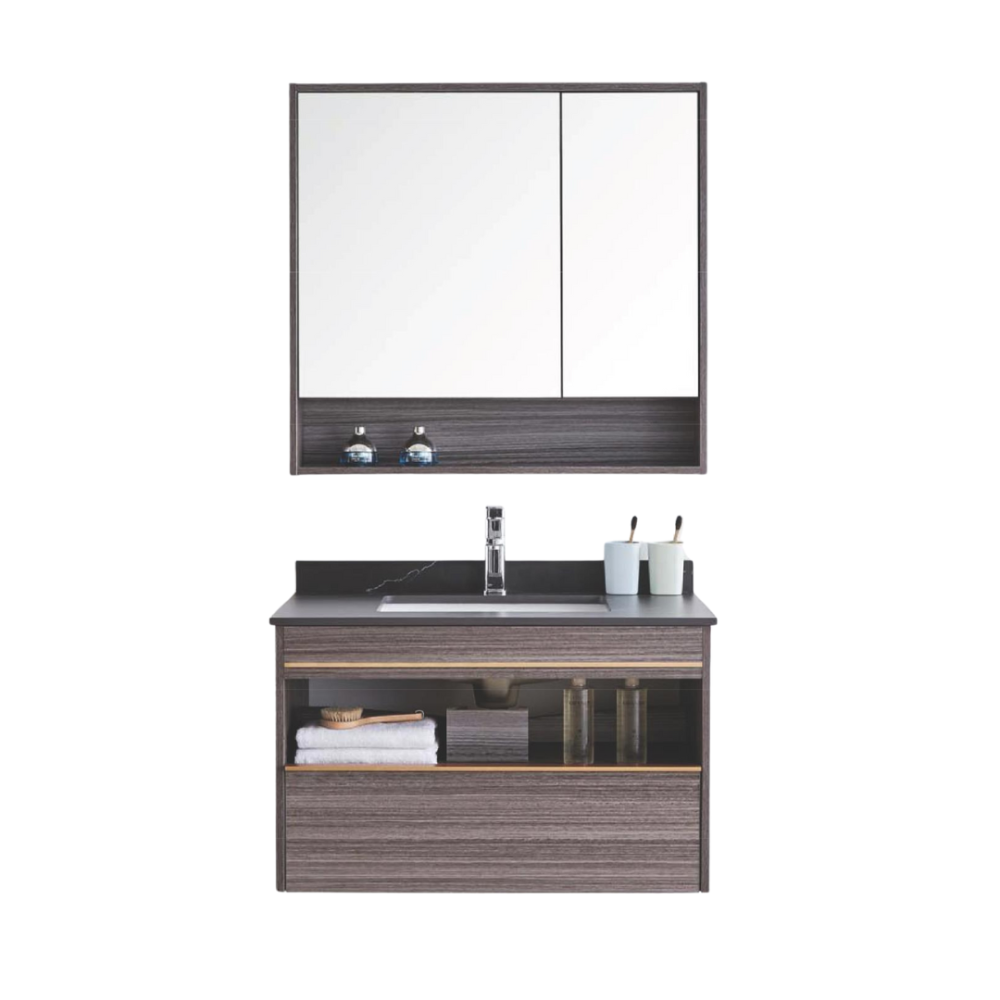 TỦ PHÒNG TẮM BRAVAT M32190Y-ENG GƯƠNG VÀ CHẬU RỬA, GỖ MELAMINE CAO CẤP