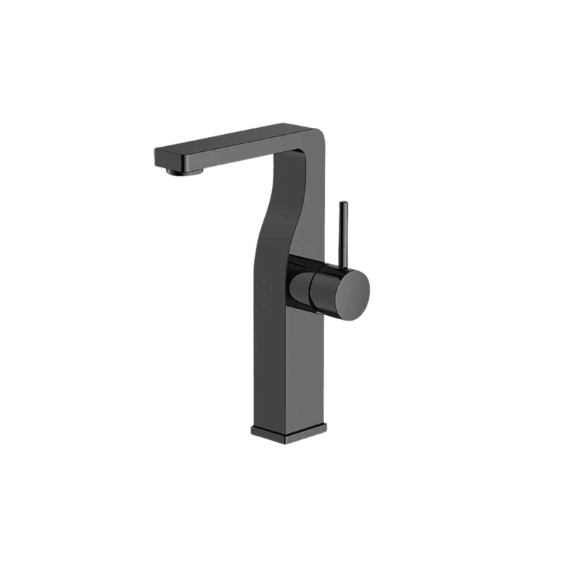 VÒI LAVABO NÓNG LẠNH BRAVAT F16061K-A2-ENG CỔ CAO MẠ PVD ĐEN SANG TRỌNG