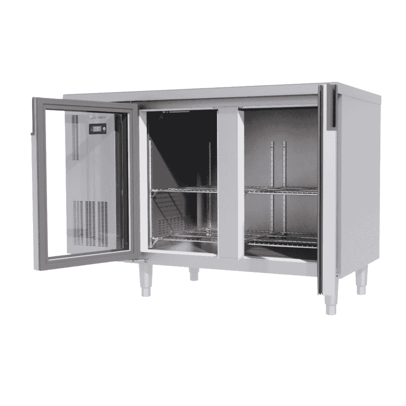 BÀN MÁT INOX 2 CÁNH KÍNH ICYMAX 250 LÍT ICR-2G126 QUẠT GIÓ (R290) (INOX 430)