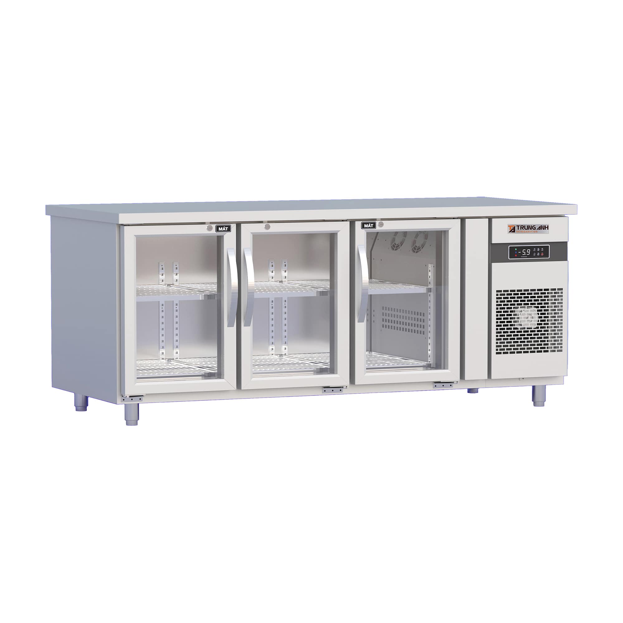 BÀN MÁT INOX CỬA KÍNH 3 CÁNH TA 460 LÍT BMQ.3MK1876 QUẠT GIÓ (R134A)