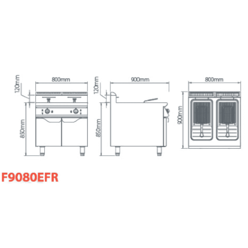 BẾP ĐIỆN CHIÊN KÈM TỦ CÔNG NGHIỆP FURNOTEL F9080EFR