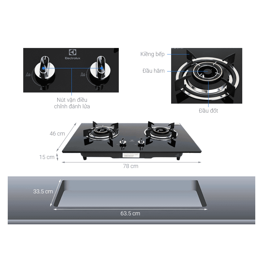 BẾP GAS ÂM ELECTROLUX EHG723BA