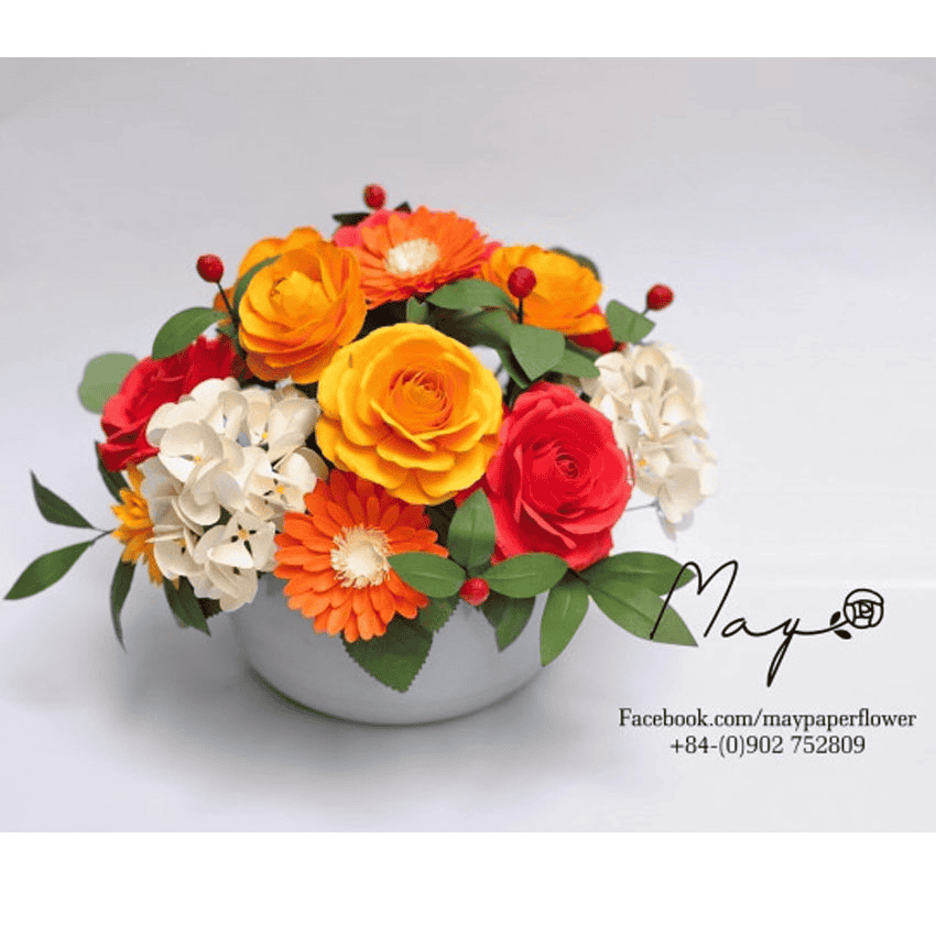 BÌNH HOA GIẤY GỐM ĐONG ĐẦY MAYPAPERFLOWER 0004