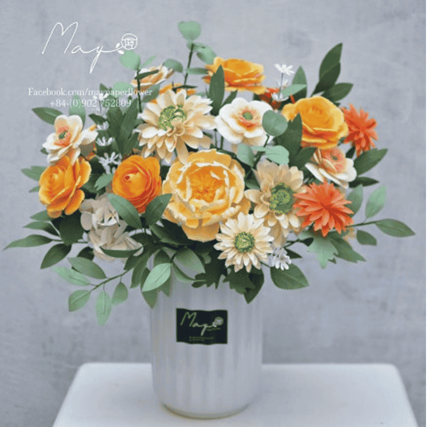BÌNH HOA GIẤY GỐM SUM VẦY MAYPAPERFLOWER 0015