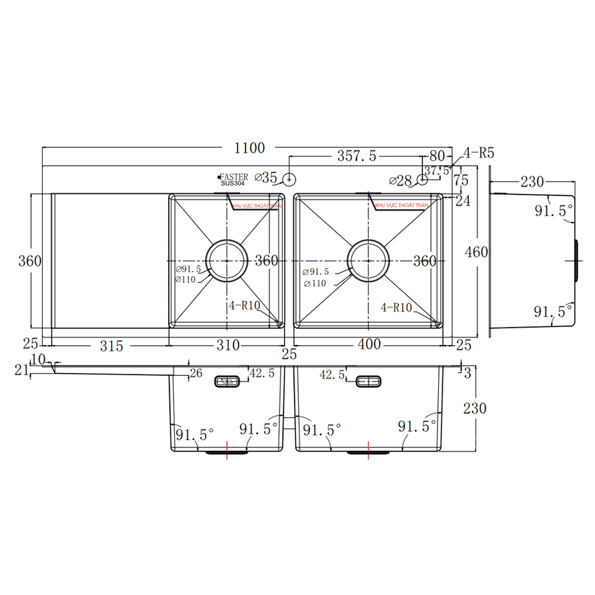 BỒN RỬA CHÉN FASTER FS 11046HLS