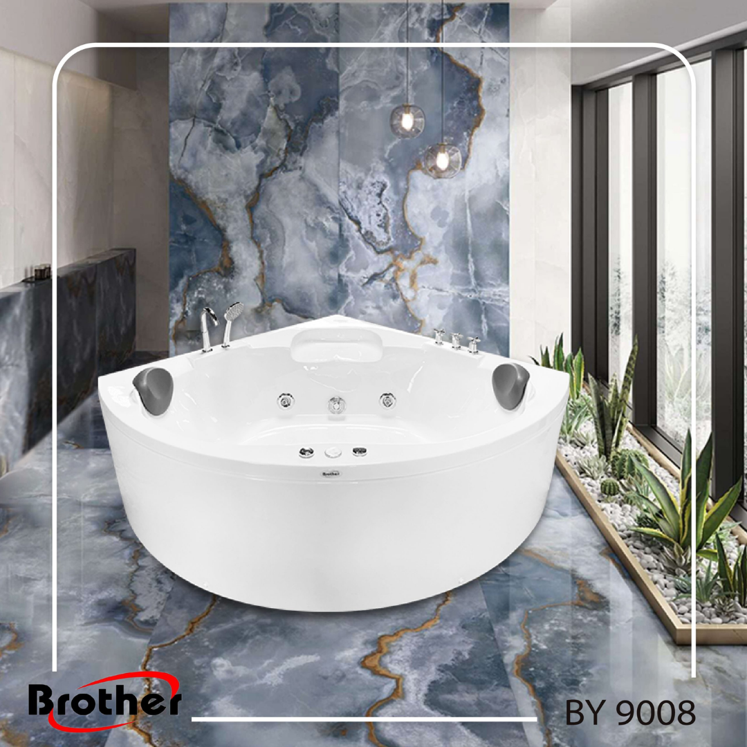 BỒN TẮM MASSAGE BROTHER BY-9008M GÓC ĐÔI SỤC SÓNG 1HP