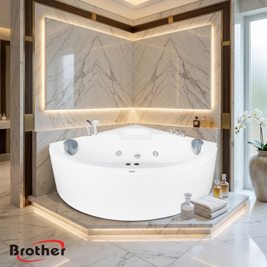 BỒN TẮM MASSAGE BROTHER BY-9009M GÓC 8 MẮT SỤC 1300X1300MM