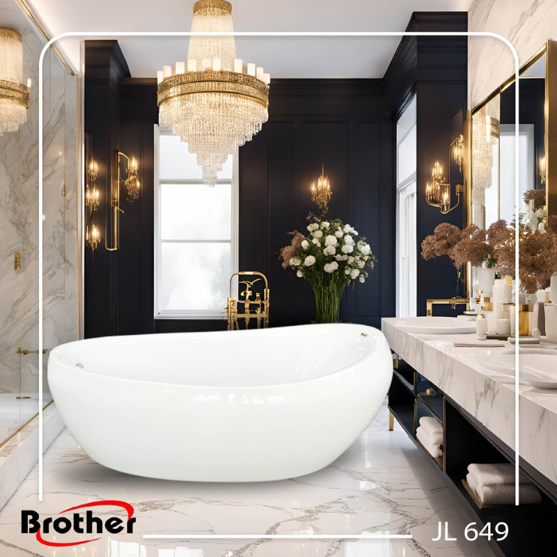 BỒN TẮM NGÂM BROTHERS JL-649 ACRYLIC TRẮNG CÔNG THÁI HỌC