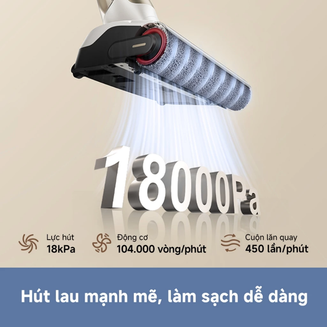 MÁY HÚT BỤI LAU NHÀ KHÔ ƯỚT MOVA M10 LỰC HÚT 18.000PA