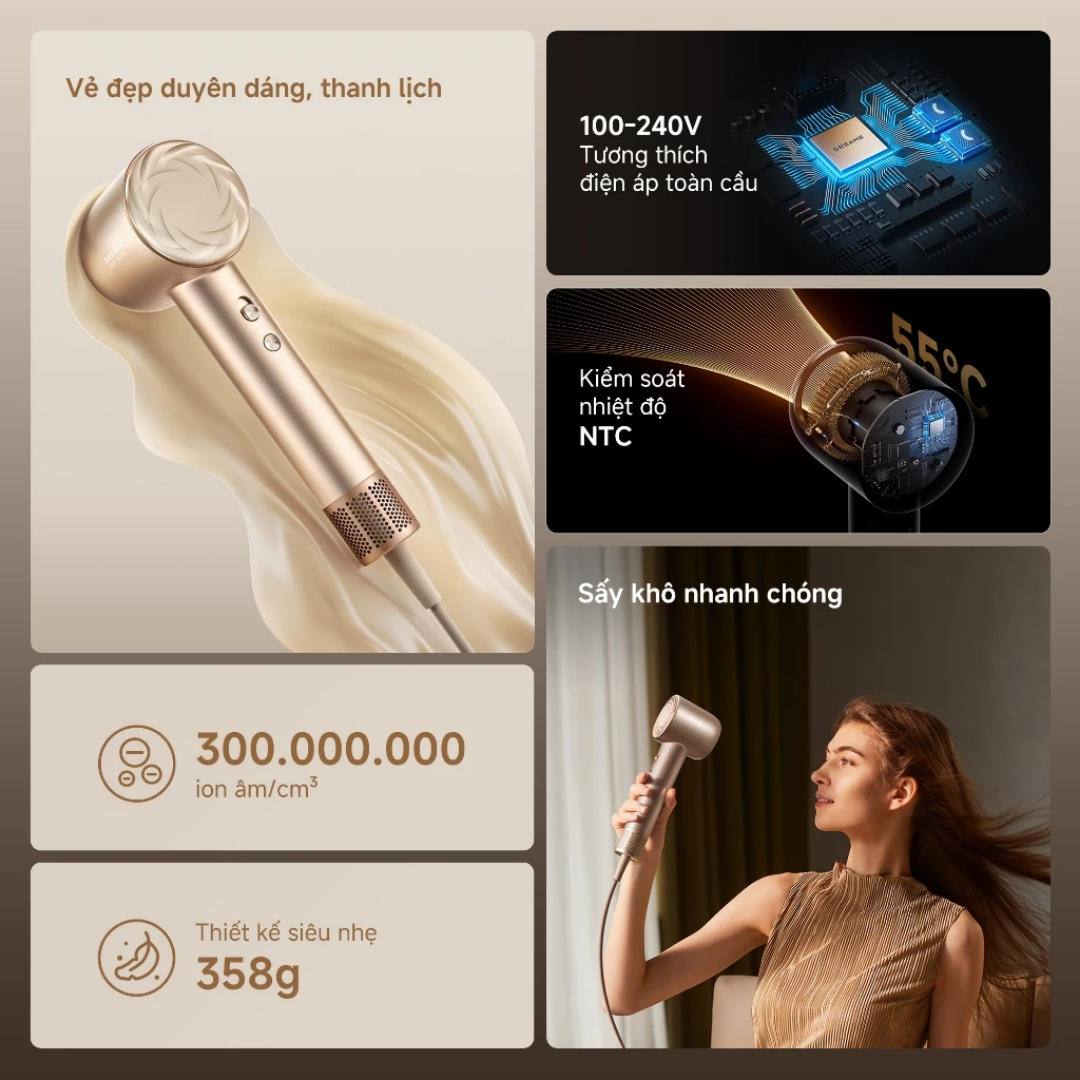 MÁY SẤY TÓC DREAME GLORYUNI ION ÂM TỐC ĐỘ CAO SIÊU NHẸ