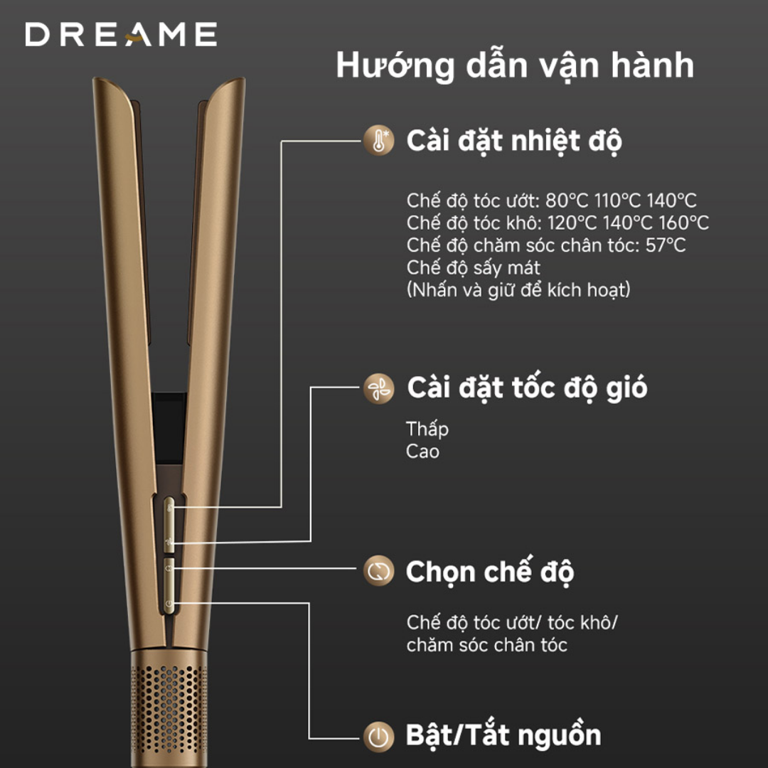 MÁY TẠO KIỂU TÓC DREAME AERO STRAIGHT COCOA GOLD SẤY ÉP 2 TRONG 1