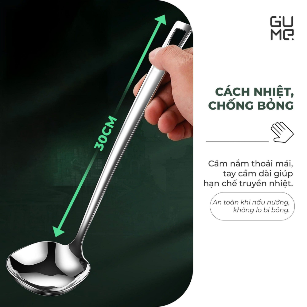 MUÔI CANH DÁNG VUÔNG INOX 316 GUME GM-D2119 30CM