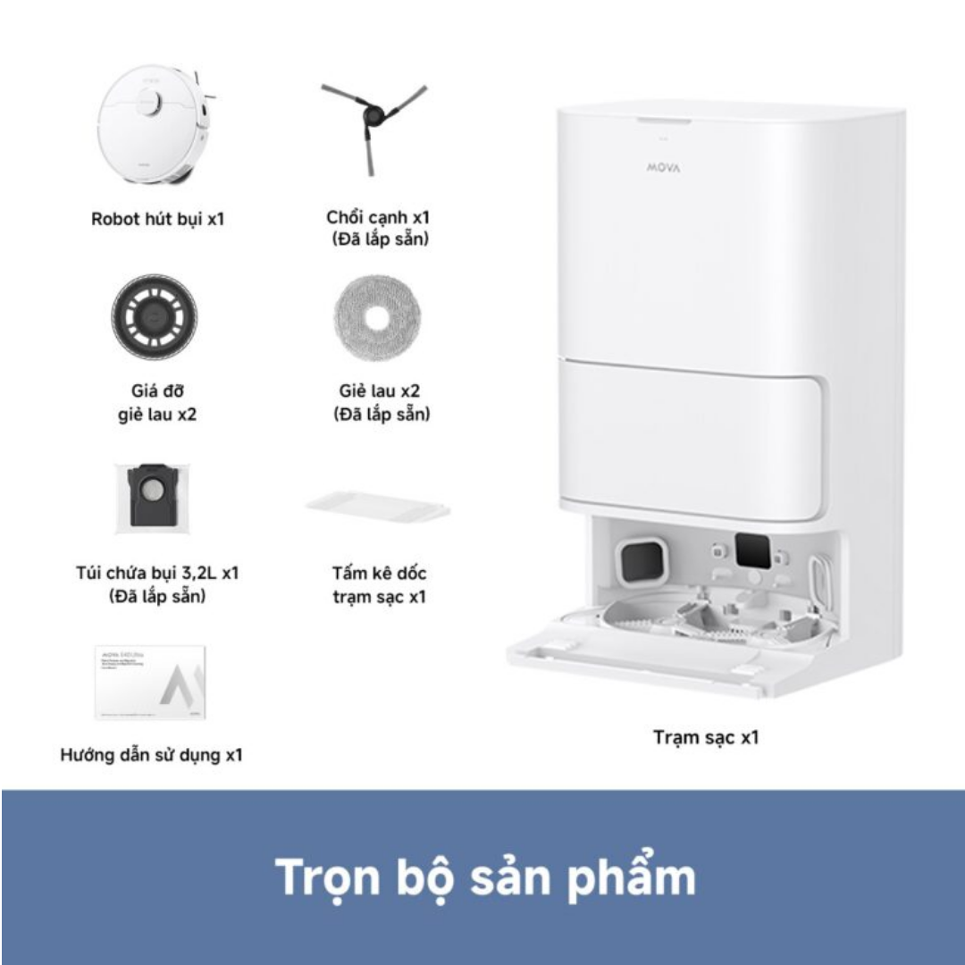 ROBOT HÚT BỤI LAU NHÀ MOVA E40 ULTRA LỰC HÚT 19.000PA ALL-IN-ONE