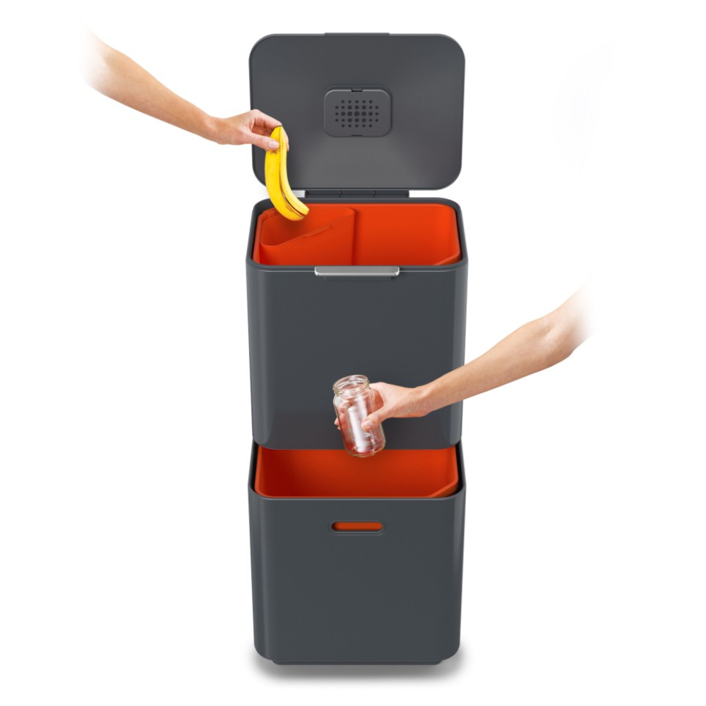 THÙNG RÁC PHÂN LOẠI & KHỬ MÙI 3 NGĂN JOSEPH JOSEPH TOTEM MAX 60L (GRAPHITE) 001037