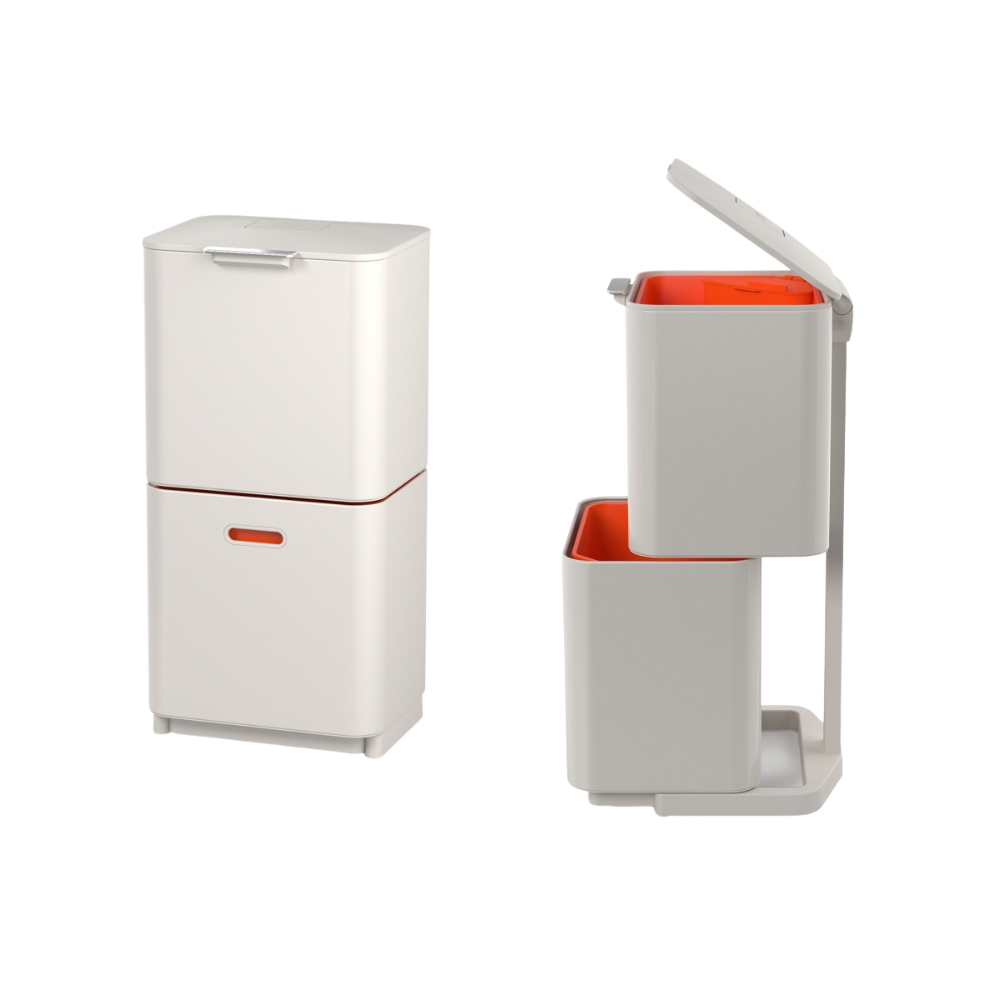 THÙNG RÁC PHÂN LOẠI & KHỬ MÙI 3 NGĂN JOSEPH JOSEPH TOTEM MAX 60L (STONE) 001020