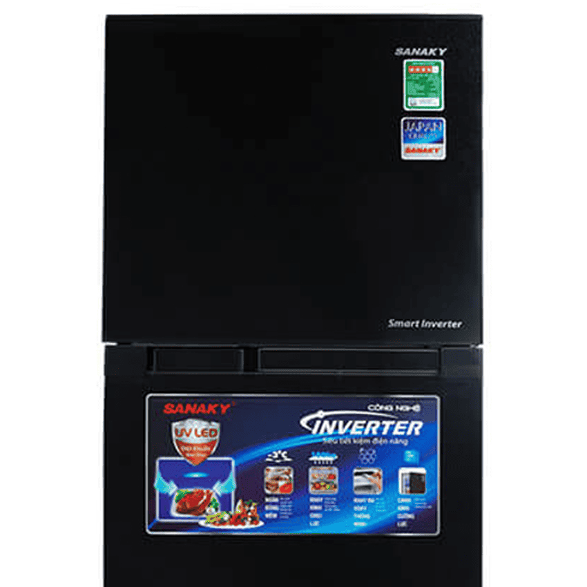 TỦ LẠNH INVERTER NGĂN ĐÁ TRÊN SANAKY 205 LÍT VH-209KD (KÍNH) (ĐEN)