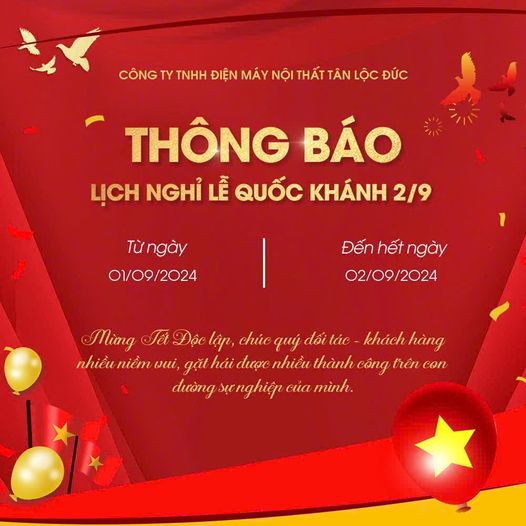 🍀🍀Thông Báo Lịch Nghỉ Lễ 2/9/2024🍀🍀