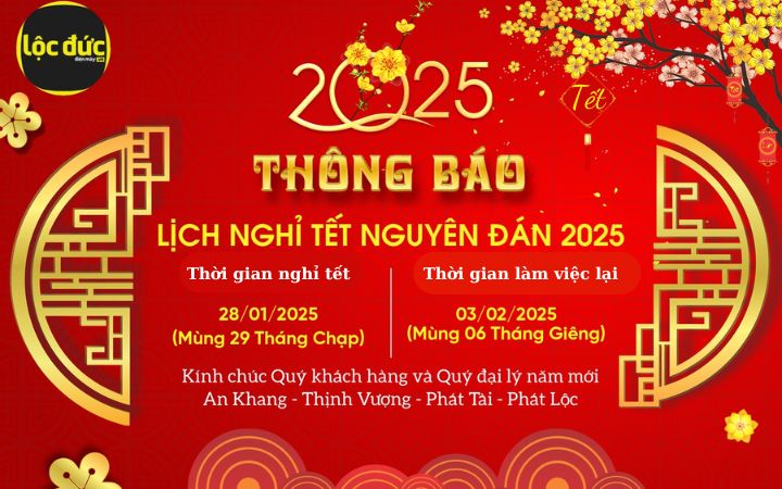 THÔNG BÁO LỊCH NGHỈ TẾT NGUYÊN ĐÁN 2025