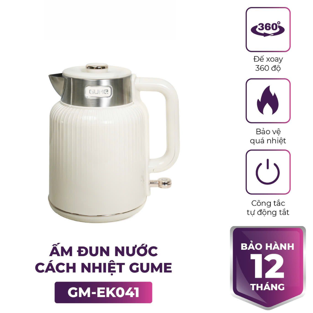 ẤM SIÊU TỐC GUME GM-EK041 1.7L INOX 304 CÔNG SUẤT 1500W