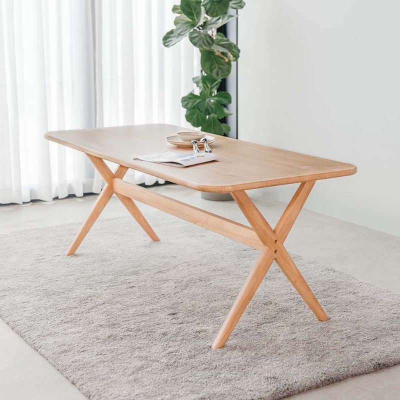 bàn ăn gỗ cao su moho 1.6 mét mfdtca701.n16