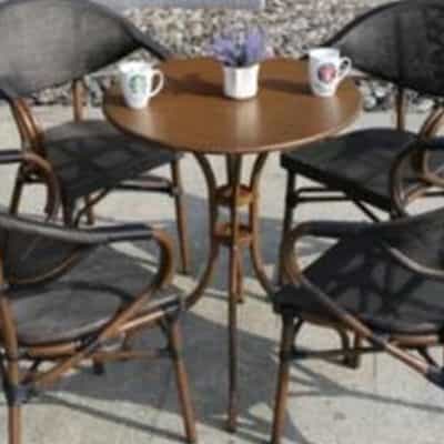 BÀN CÀ PHÊ NGOÀI TRỜI THÉP STARBUCK CARBON GIẢ GỖ CHI LAI BNTN-JIS-520