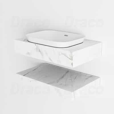 BÀN ĐÁ 2 TẦNG CHỐNG TRẦY TRẮNG KIỂU LAVABO BÁN ÂM DRACO T2209T (800X500MM)