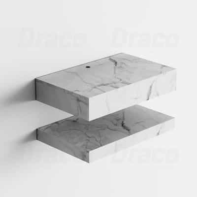 BÀN ĐÁ 2 TẦNG CHỐNG TRẦY TRẮNG KIỂU LAVABO NỔI DRACO T2201T (800X500MM)
