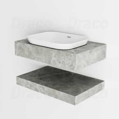 BÀN ĐÁ 2 TẦNG CHỐNG TRẦY XÁM KIỂU LAVABO BÁN ÂM DRACO T2209X (800X500MM)