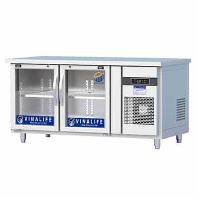 Bàn Mát Inox 2 Cánh Kính Vinalife 350/260 Lít VNL-BMCK-1.5-QG (R134A) (Quạt Gió)
