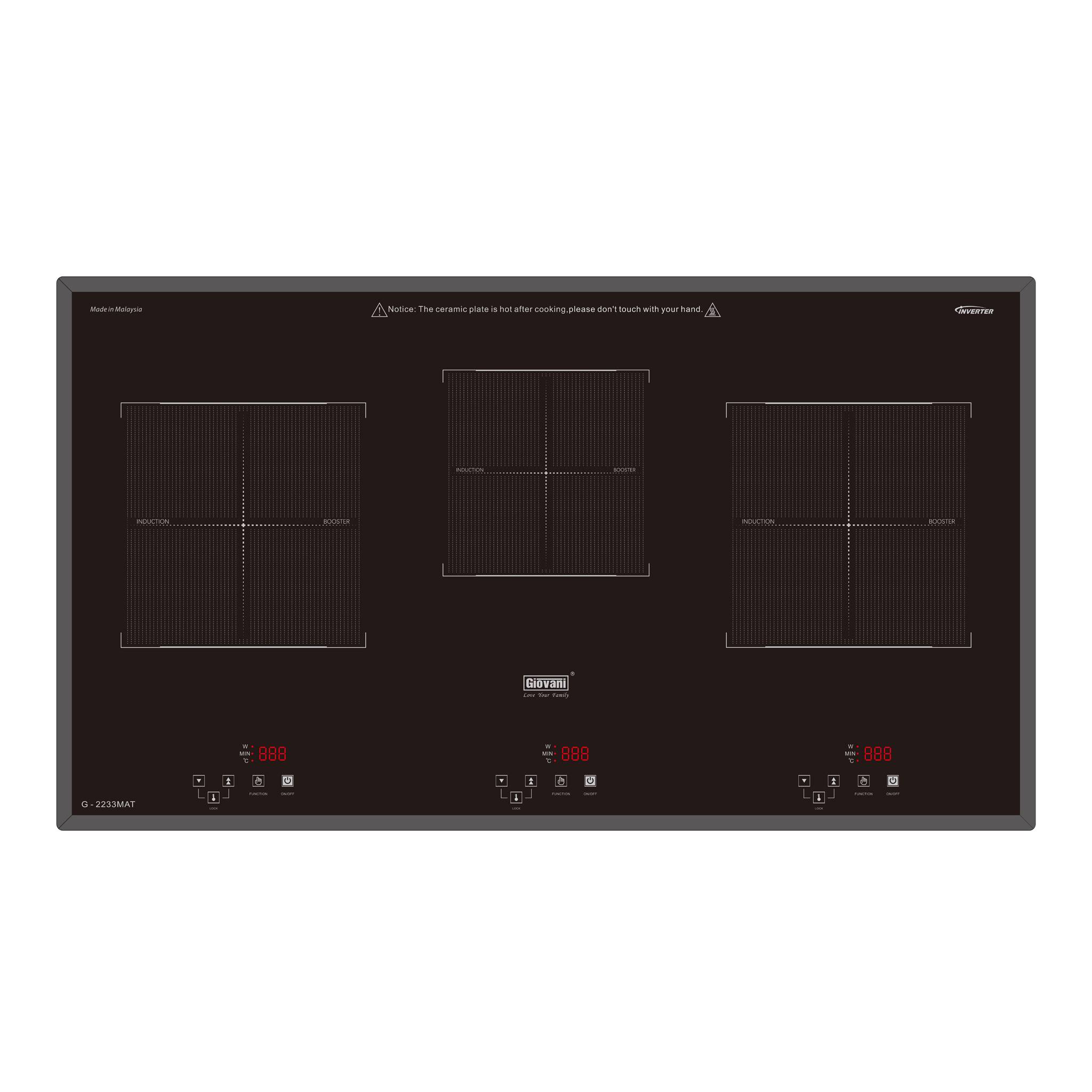 BẾP ĐIỆN TỪ 3 BẾP GIOVANI G-2233MAT (5800W)