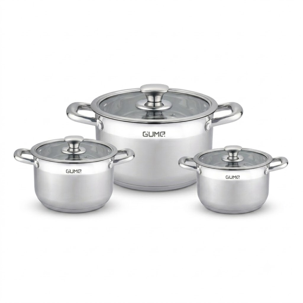BỘ 3 LUỘC GÀ GUME GMP19 INOX 304 ĐÁY 5 LỚP