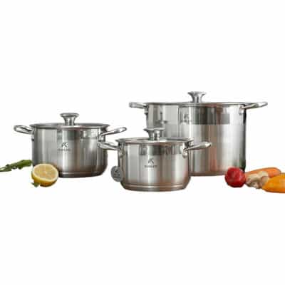 Bộ nồi inox Kailer KL-6668 đáy 5 lớp, nắp kính bền bỉ