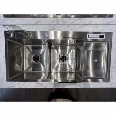 Bồn rửa chén GERARI GC.10048 inox 304 phủ nano, 2 hố cân