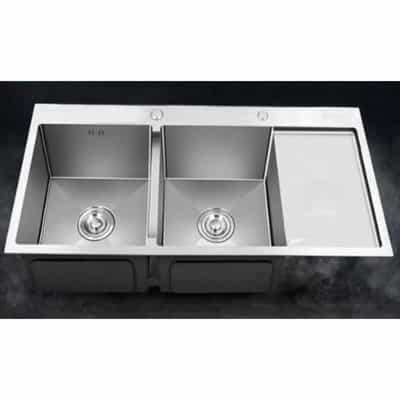 Bồn rửa chén đôi GERARI GC.12050BC inox 304 có bàn chờ