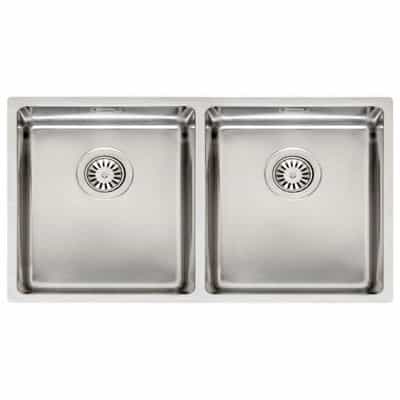 BỒN RỬA CHÉN ĐÔI INOX REGINOX HOUSTON 34X34 + 34X34, INOX 304 BÓNG
