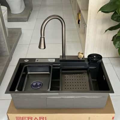 Bồn rửa chén đơn GERARI GC.AI7545 RL inox 304 phủ nano