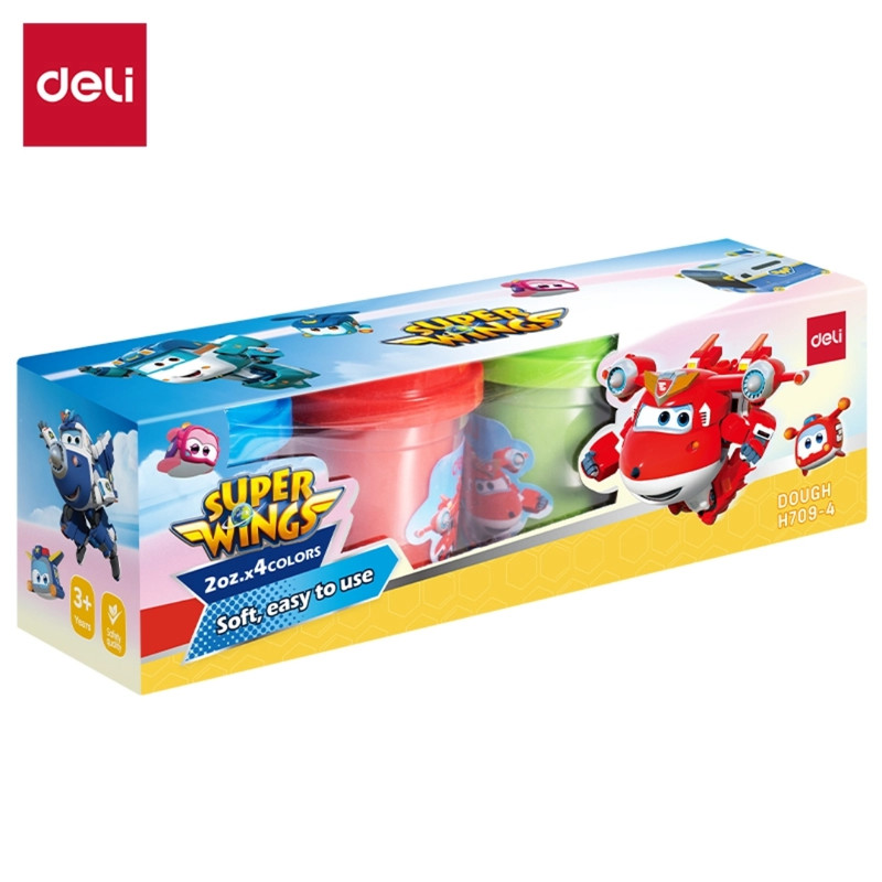 đất sét super wings 4 màu deli eh709-4