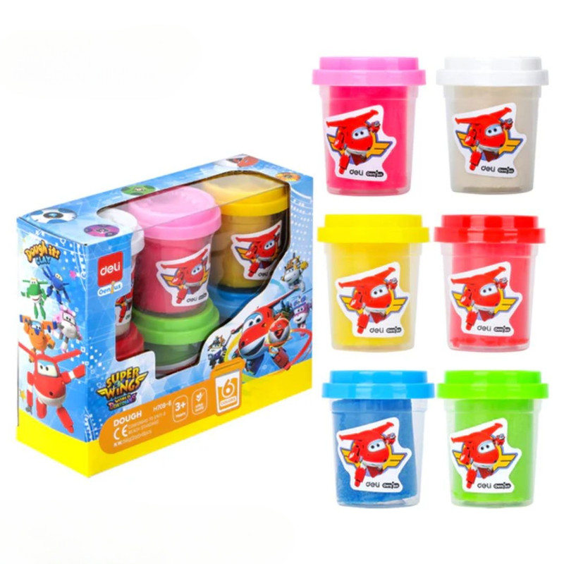 đất sét super wings 6 màu deli eh709-6