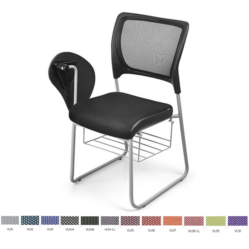GHẾ TỰA PHÒNG LÀM VIỆC LƯNG LƯỚI KHUNG MẠ CÓ BÀN VIẾT & KHAY SÁCH NỘI THẤT 190 GTB03K-M