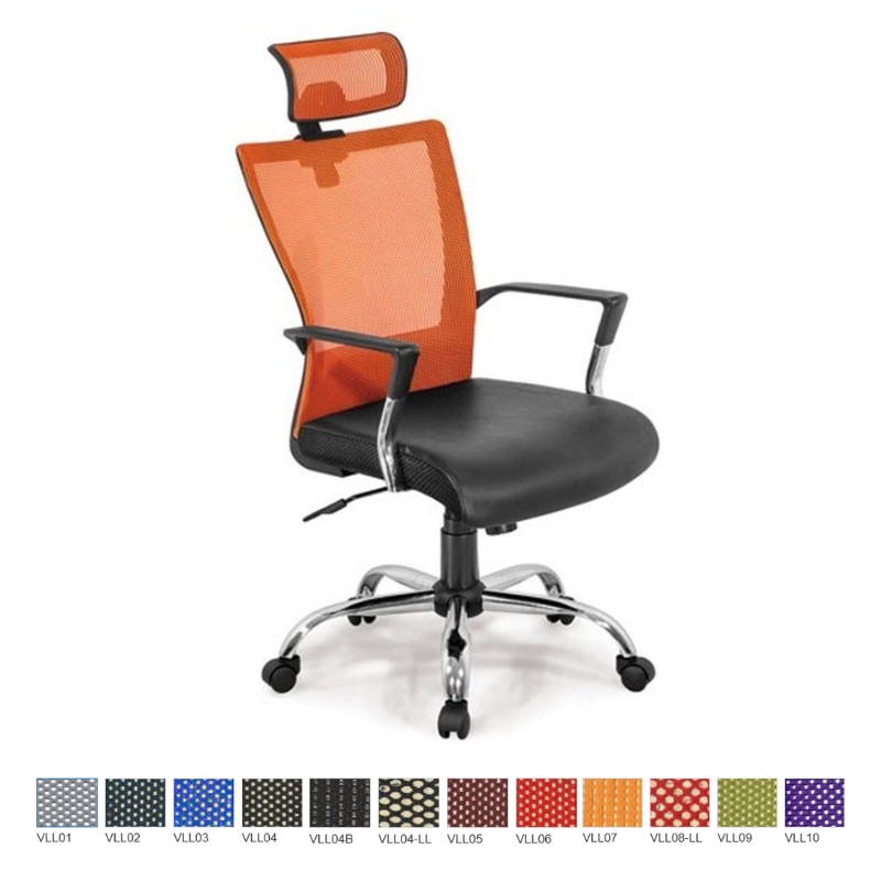 GHẾ XOAY LÃNH ĐẠO NỘI THẤT 190 GX402B-M (S6) LƯNG LƯỚI CHÂN MẠ NI-CR
