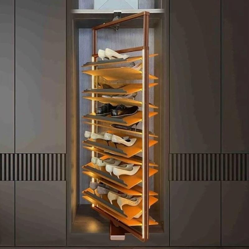 KỆ ĐỰNG GIÀY DÉP THÔNG MINH XOAY 360 ĐỘ KẾT HỢP ĐÈN LED GROB HM-810 MÀU HERMES