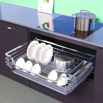 KỆ ĐỰNG XOONG NỒI BÁT ĐĨA NAN VUÔNG INOX GROB CR304-91 NEW