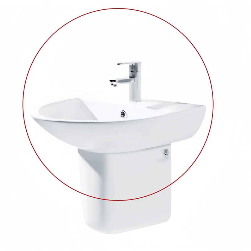 LAVABO TREO TƯỜNG BRAVAT CX04008W-1A-VN KÈM CHÂN SỨ CHỐNG BÁM BẨN