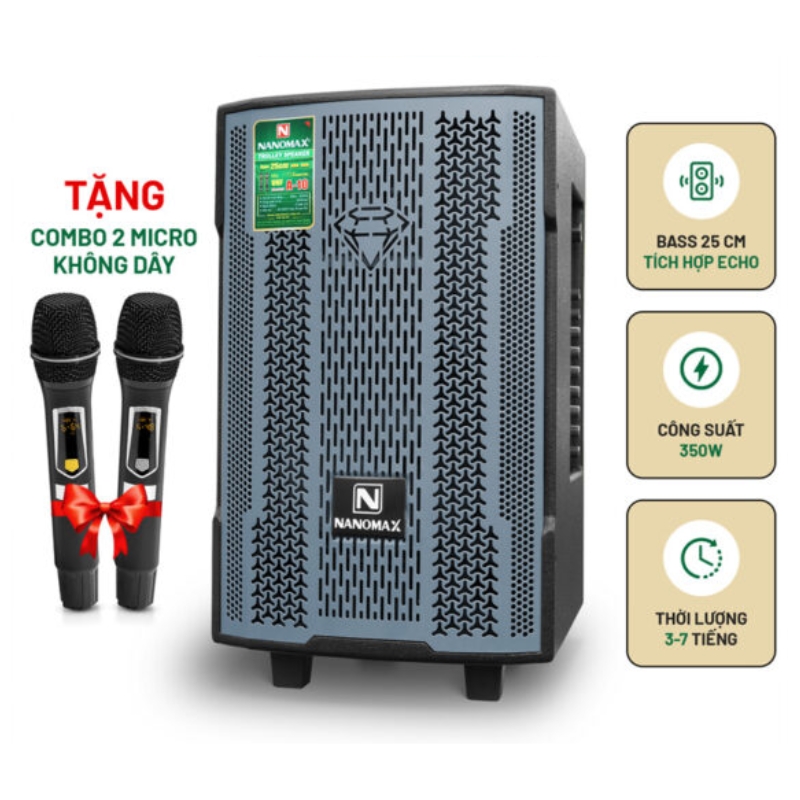 LOA KARAOKE XÁCH TAY NANOMAX A-10 (BASS 25CM)