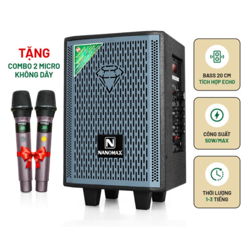 LOA KARAOKE XÁCH TAY NANOMAX S-100 (BASS 20CM)